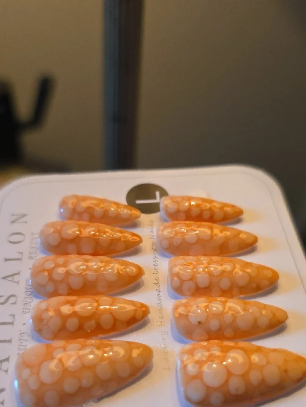 Orange Bubble Handmade Press-On Nails - Size Large